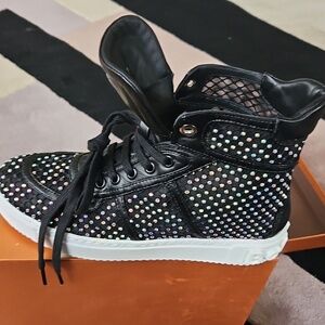 BALDININI 🇮🇹 WOMEN'S Nappa LEATHER + Brilliant FASHION SNEAKERS new 36 1/2